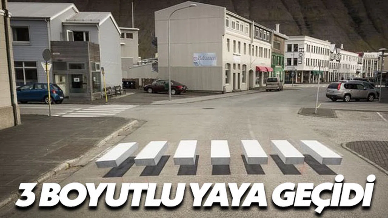 Sürücülerin dikkatini arttırmak için üç boyutlu yaya geçidi