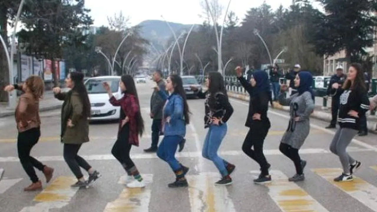 Trafik projesine kırmızı ışıkta halaylı organizasyon