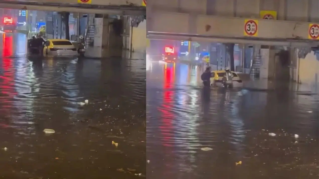 Fatih'te Sağanak Yağış Sonrası Alt Geçitte Mahsur Kalan Sürücü Kurtarıldı