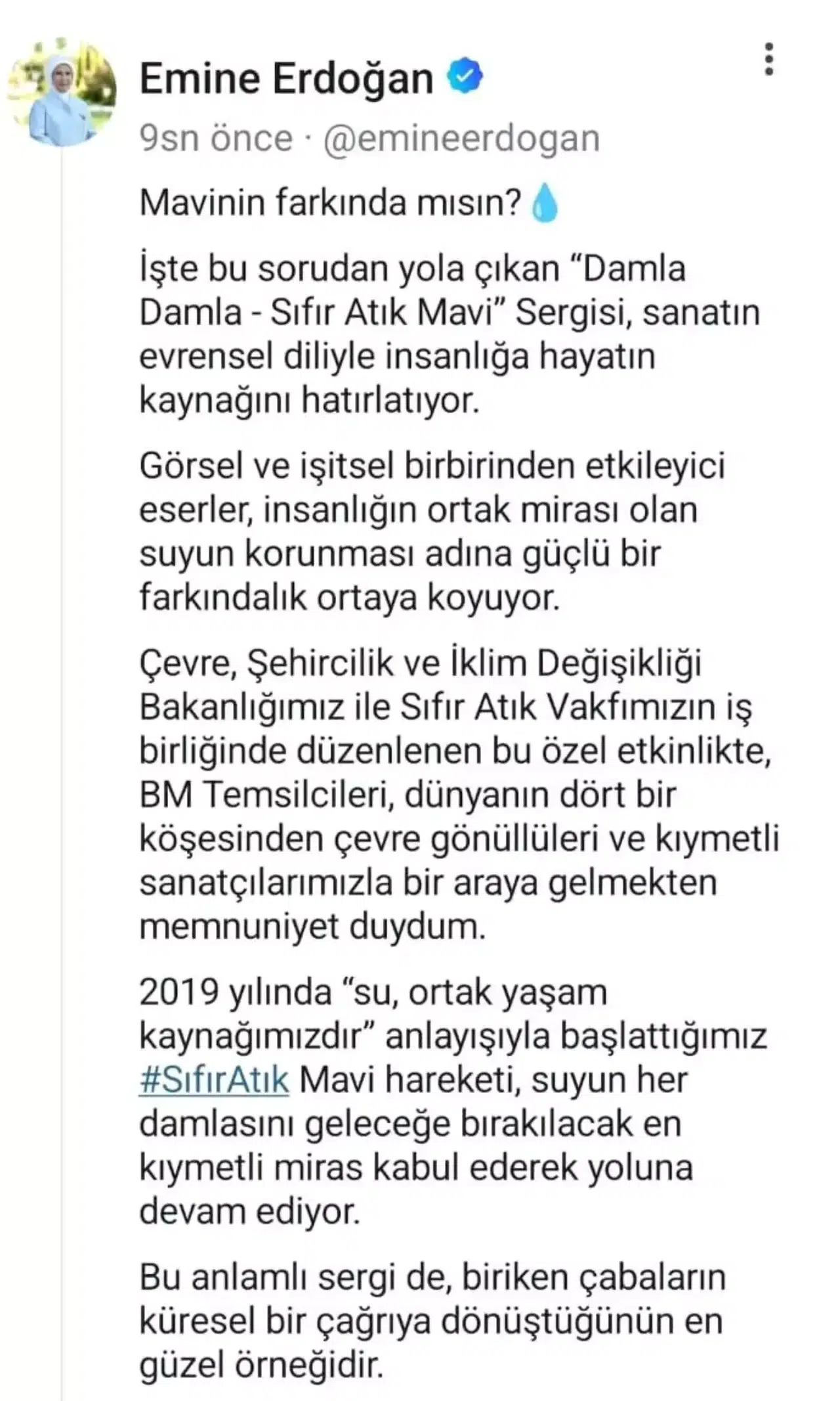 Emine Erdoğan, New York'taki "Sıfır Atık Mavi-Damla Damla" Sergisini Değerlendirdi