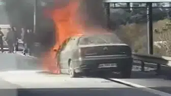 TEM Otoyolu'nda Yangın: Araç Hurdaya Döndü