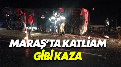 Kahramanmaraş'ta yolcu otobüsü şarampole devrildi