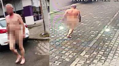 Kimliği belirsiz bir erkek yolda çırılçıplak yürüdü