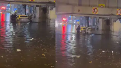 Fatih'te Sağanak Yağış Sonrası Alt Geçitte Mahsur Kalan Sürücü Kurtarıldı