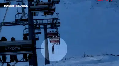 Düşen Snowboardını Almak İçin Telesiyejde Asılı Kaldı