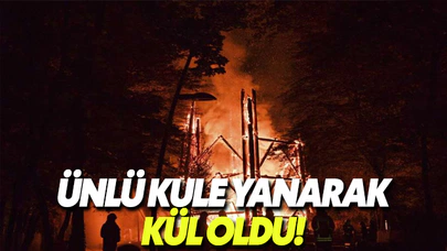 Almanya Frankfurt'ta simgesel ahşap kule kül oldu