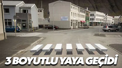 Sürücülerin dikkatini arttırmak için üç boyutlu yaya geçidi