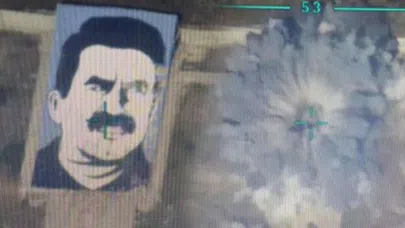 PKK elebaşı Öcalan'ın posteri tam isabetle imha edildi