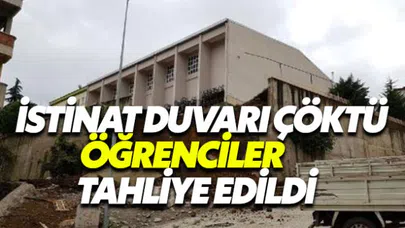 Ordu'da bir okula ait istinat duvarı çöktü