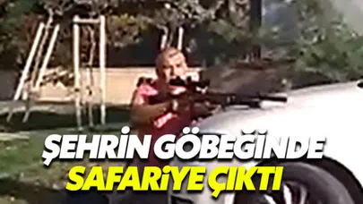 Şehrin göbeğinde dürbünlü tüfekle kuş avladı