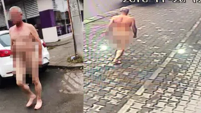 Kimliği belirsiz bir erkek yolda çırılçıplak yürüdü