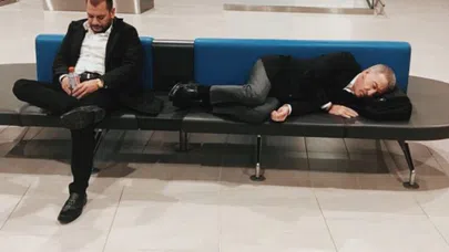 Havaalanında uyuya kaldılar