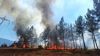 Cumayanı köyündeki yangına helikopter destekli müdahale