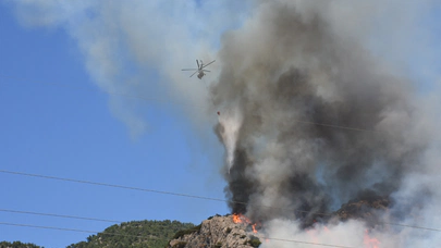 Bodrum’da orman yangınına havadan ve karadan müdahale