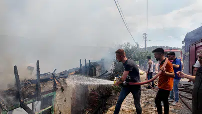 Antalya Akseki’de otluk yangını evlere sıçradı