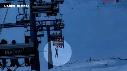 Düşen Snowboardını Almak İçin Telesiyejde Asılı Kaldı