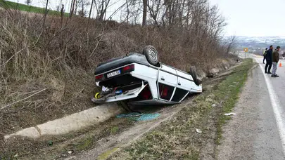 Samsun'da meydana gelen trafik kazasında otomobil ters döndü, sürücü yara almadı mı?