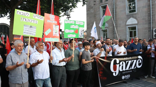 Kayseri’de Filistin için destek, İsrail’e tepki